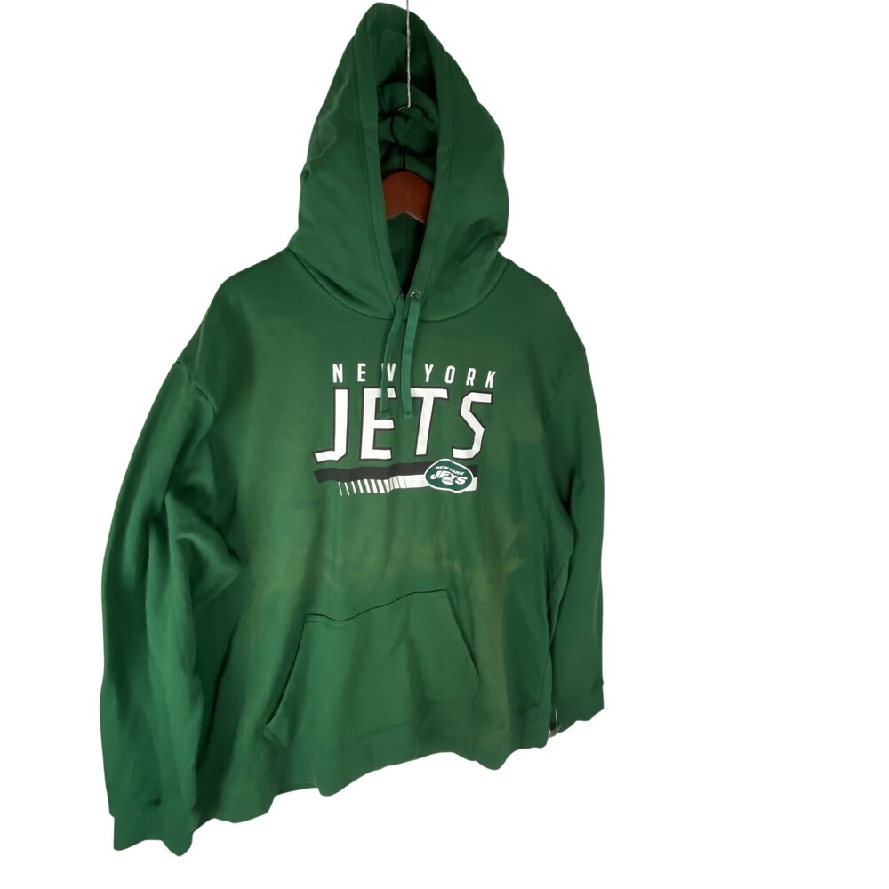 NFL Team Apparel Football New York JETS Drawstring Hoodie Sweatshirt Green 3XL